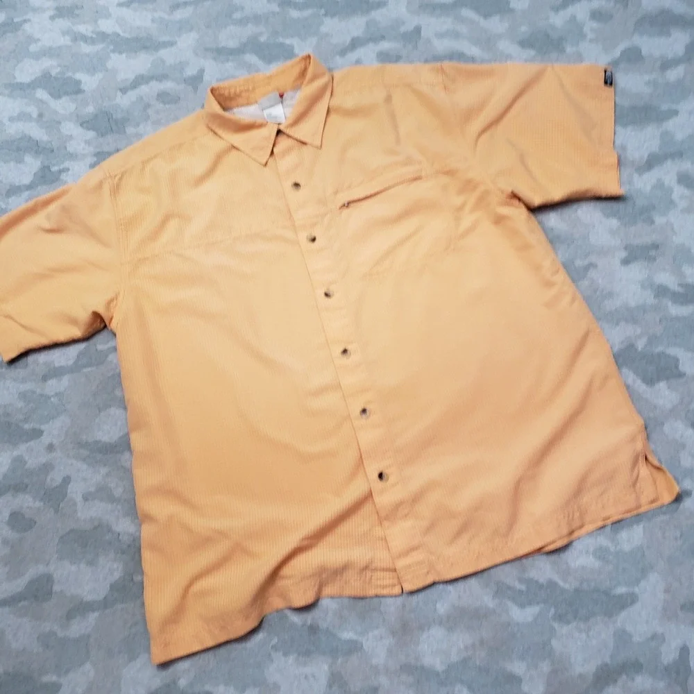 The North Face Shirt Mens Large Orange Pockets Short Sleeve‎ Button Up